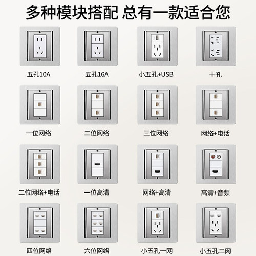 不锈钢双门隐藏式地插座超薄地暖地插五孔网络地面插座37mm底盒 - 图1