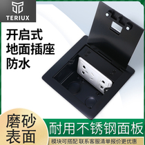 Ground socket concealed black ground socket stainless steel ground insert hide plug ultra-thin open inset