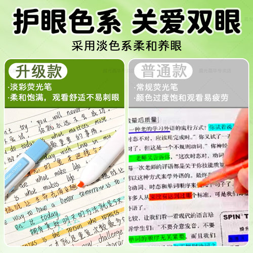 晨光按动荧光笔初中生小学生专用彩色划重点记号笔高颜值ins风轮廓笔斜头手账手抄报笔荧光护眼标记笔划线笔 - 图0