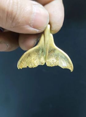 纯铜山野望原创鲸鱼尾设计个性颈链手工雕刻送男女朋友项链潮吊坠