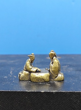 黄铜下棋老者对弈摆件园艺花卉假山鱼缸盆栽景观造景盆景家居装饰