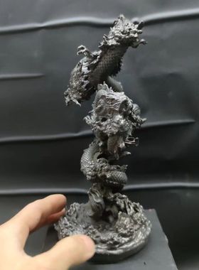 纯铜做旧 22cm 中国神话青龙 神龙 盘龙神兽龙王摆件手办模型手办