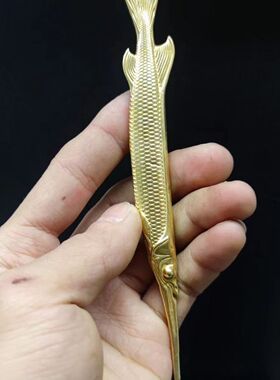 纯黄铜针鱼茶针鱼形茶刀一体撬茶锥功夫茶道工具配件摆件砖茶茶具