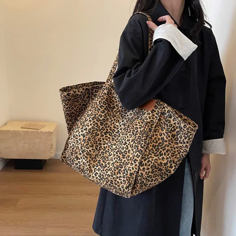 Leopard Design 2024 Korean Fashion Shopper Big Shopping Bags - 图0