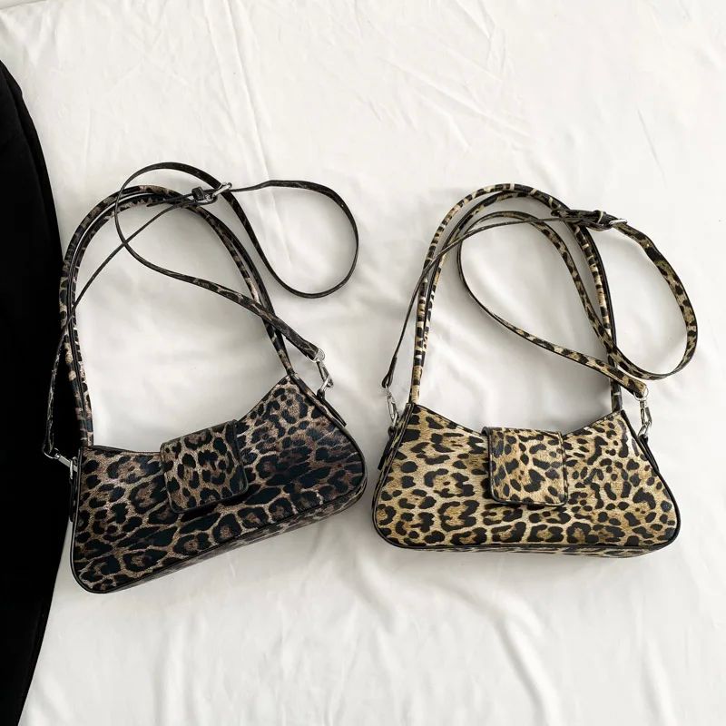 French Style Underarm Bag For Women Brown Black Leopard Hand - 图1