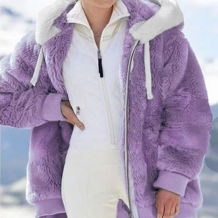 Autumn Winter Women Warm Jacket Coat Fashion Plush solid col-图0