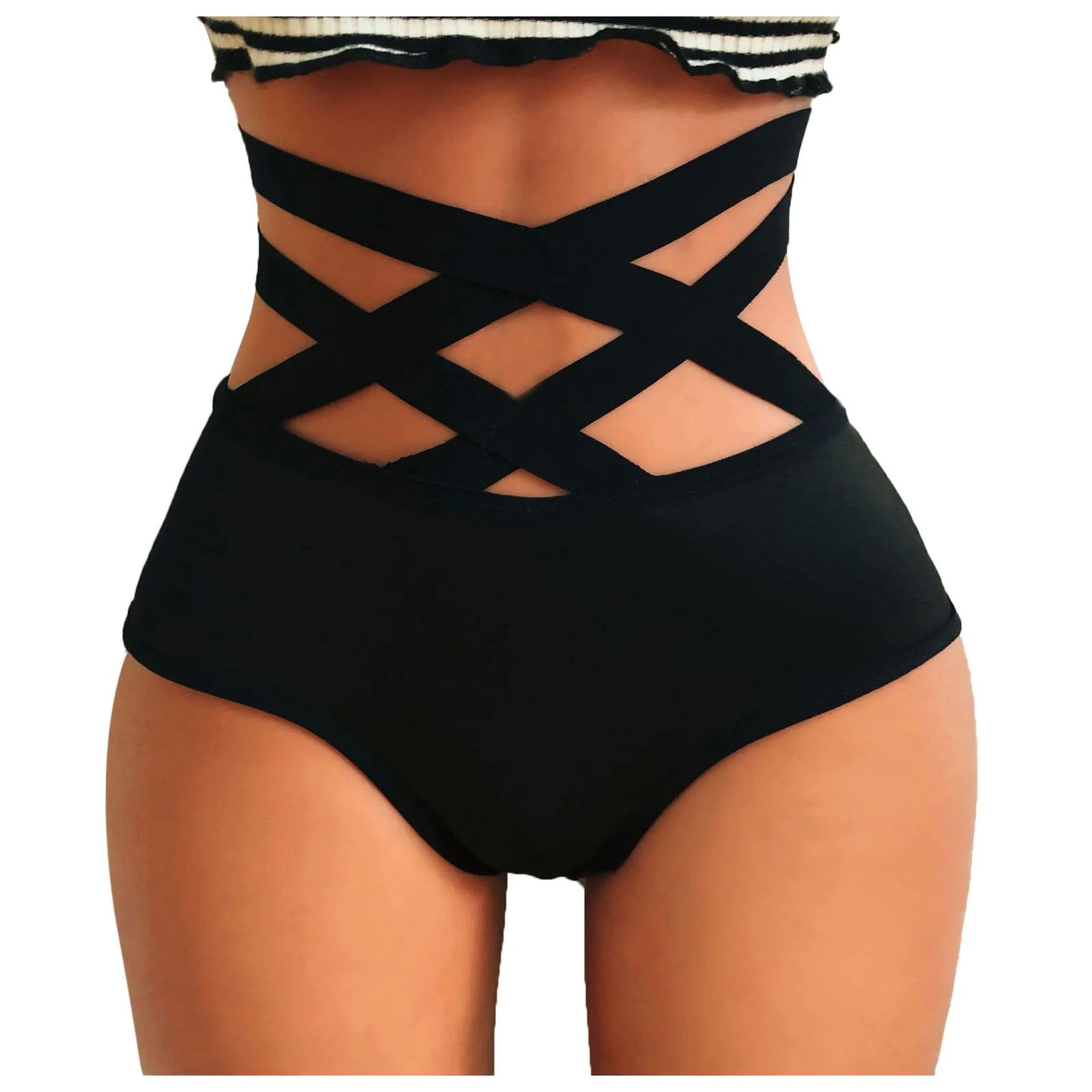 Women Hollow Swimming High Waist Bikini Bottoms Panties Ladi - 图1