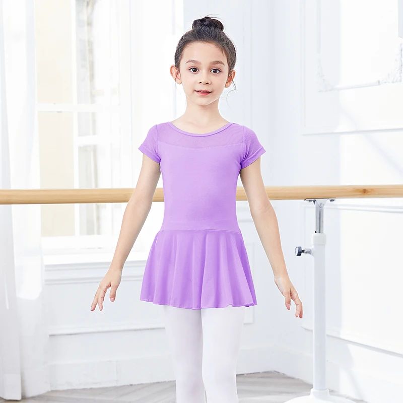 Girls Dance Leotards Ballet Dress Kids Mesh Splice Gymnastic - 图3