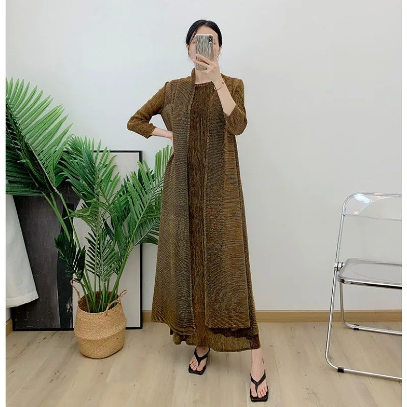 Women's Shawl Jacket+long Vest Skirt Set 2024 Autumn New Hig - 图3