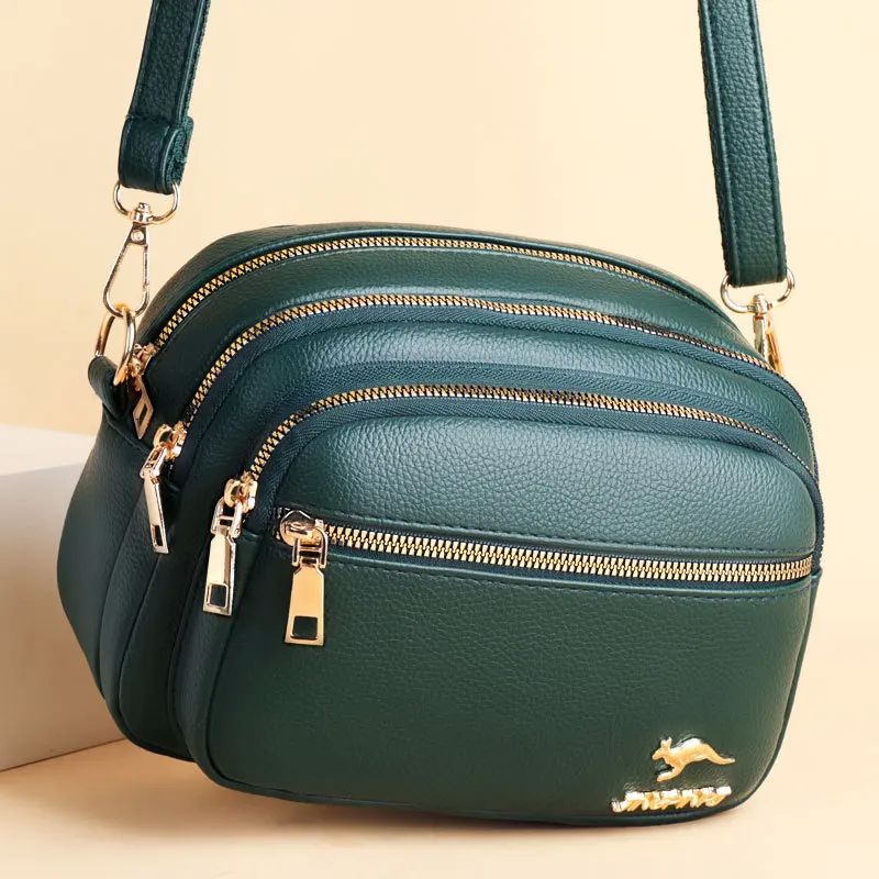 High Quality Soft Leather Purse Fashion Women Shoulder Messe - 图0