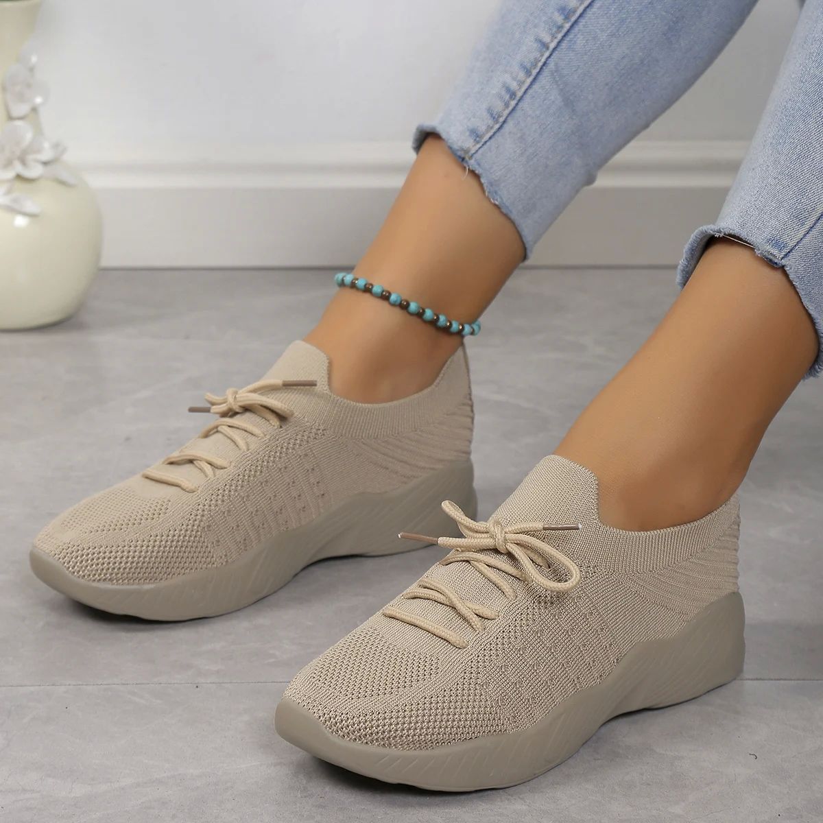 Summer Women Shoes Mesh Breathable Casual Sneakers Lace-Up V - 图2