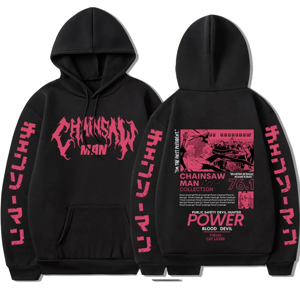 Chainsaw Man Anime Hooded Power Graphic Print Hoodie Men Wom-图0