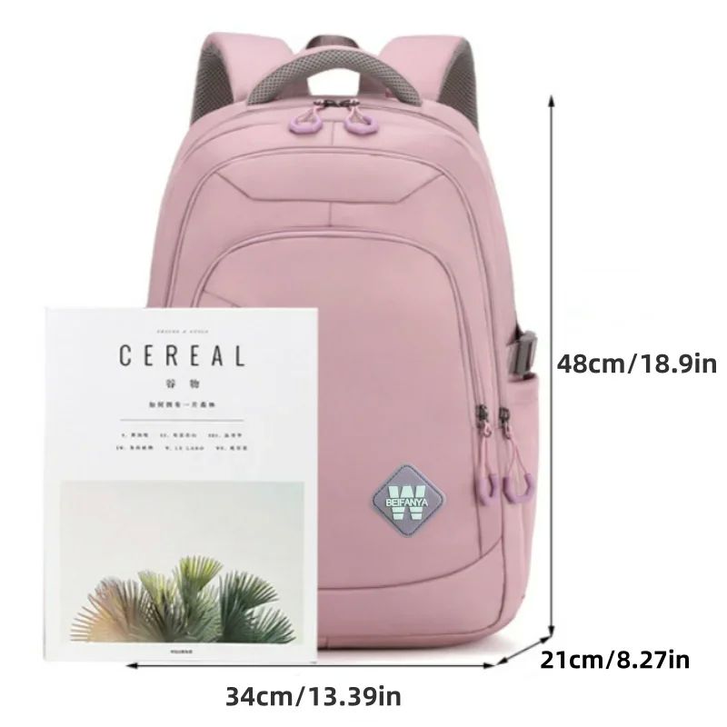 Nylon Backpack For Women With Large Capacity And Sturdy Shou-图0