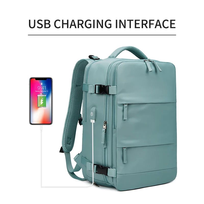 Women Laptop Backpack 15.6inch Teenage girl USB charging sch - 图3