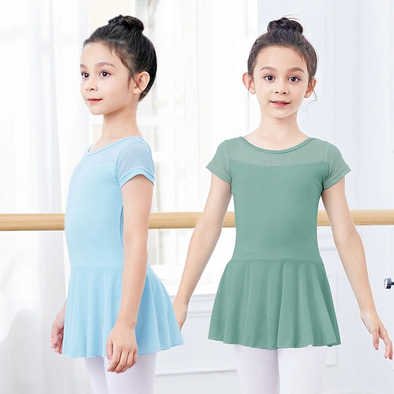 Girls Dance Leotards Ballet Dress Kids Mesh Splice Gymnastic - 图2