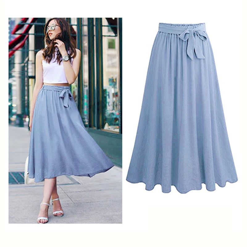 Casual Streetwear Plus Size Long Skirts Women Summer Chiffon - 图3