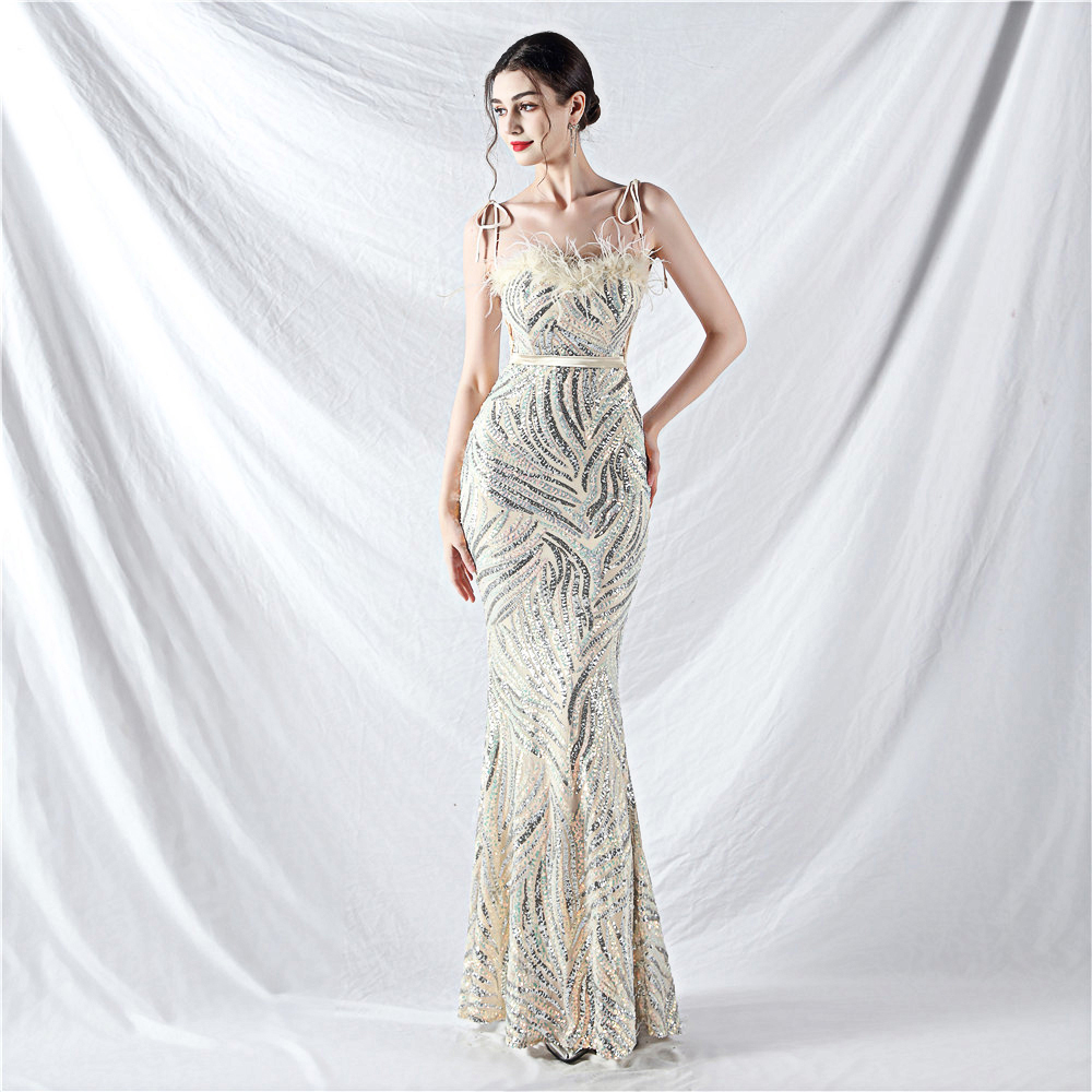 晚礼服女2025新款轻奢高级感修身显瘦模特走秀抹胸裹胸长款连衣裙 - 图1