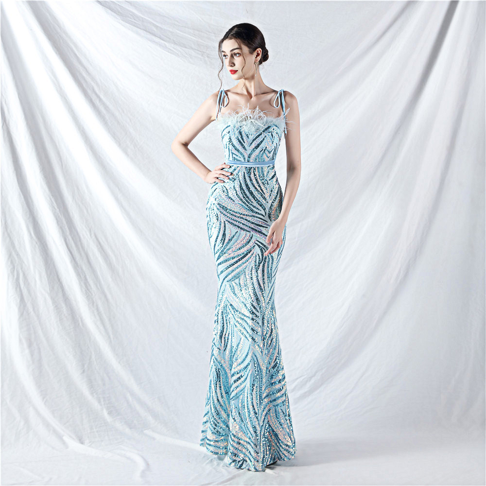 晚礼服女2025新款轻奢高级感修身显瘦模特走秀抹胸裹胸长款连衣裙 - 图2