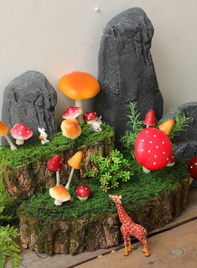 仿真小蘑菇树脂摆件花盆景装饰品