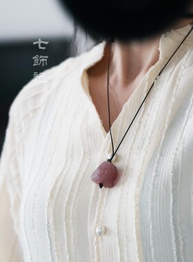 俄罗斯草莓晶原石挂件吊坠水晶石