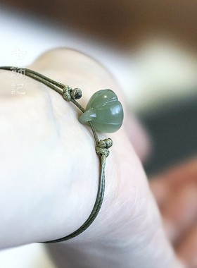 和田玉小众玉石绿色文艺手绳脚绳