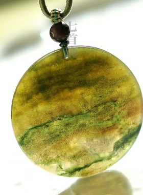 纯天然印度水草玛瑙吊坠长款项链