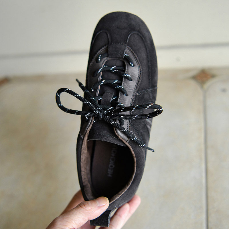 巨软~复古灰色磨砂皮休闲德训鞋女时尚运动鞋深口系带单鞋平底鞋,淘宝优惠券,粉丝福利购,淘宝优惠卷