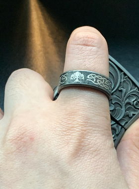 生命之树-不掉色古法窄钛钢尾戒