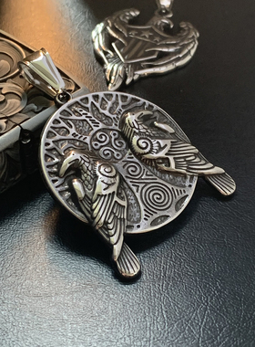 奥丁乌鸦-古法钛钢男不掉色项链