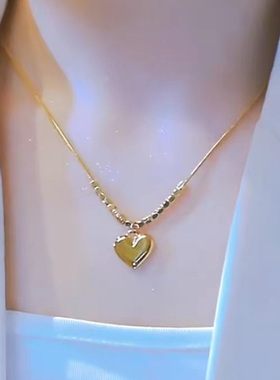 妾之意日韩精致爱心太钢项链女