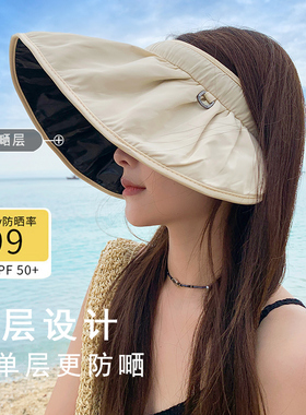 女士夏季黑胶空顶贝壳帽