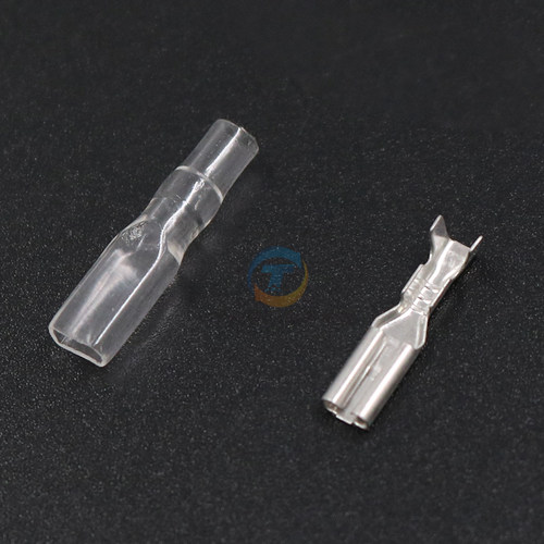 插拔式接线冷压端子黄铜接插件2.8插簧端子护套100套母接头保护套 - 图0