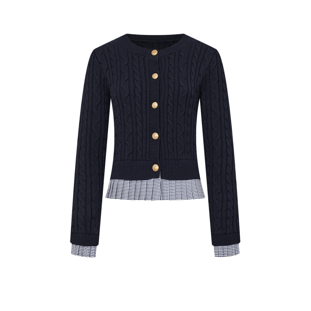 UR&DC2025春季新款设计感都市海军学院风拼接针织开衫女毛衣外套,淘宝优惠券,粉丝福利购,淘宝优惠卷