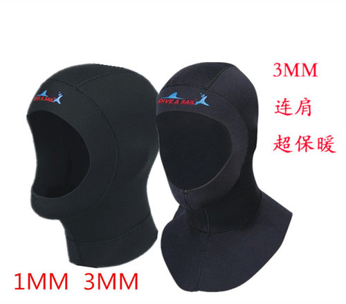 DIVE&SAIL1潜水帽3mm头套男女保暖防晒冬泳护耳5浮潜连肩脸基尼子 - 图0