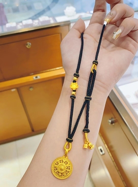 爆款金包银复古中国风镂空八宝罗盘吊坠女款高级感长款福字毛衣链