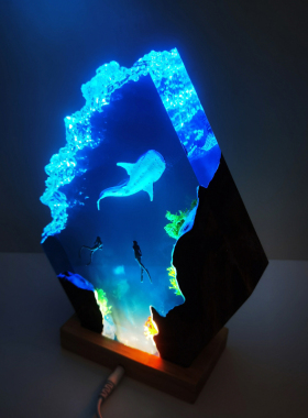 家居装饰摆件树脂实木小夜灯礼物