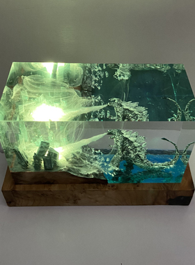 家居树脂摆件哥斯拉摧毁城市小夜灯朋友同事中秋教师节日生日礼物