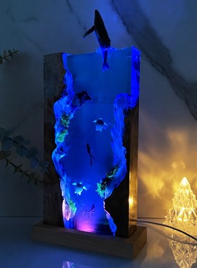 创意高级感艺术摆件手工艺术品海洋景观桌面氛围夜灯朋友家人礼物