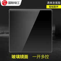 International Electrics Concealed 86 Type of open Multi-control Home Wall Style Black Glass Face Open Midway Switch panel
