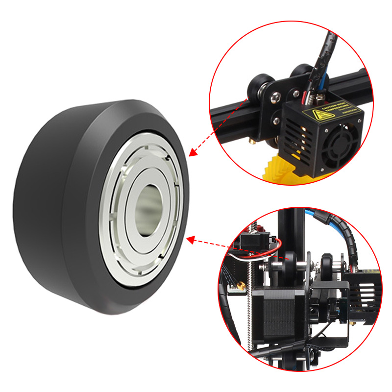 3d打印机铝型材滑轮 塑料被动惰轮轨道动滑pom大轮小轮V型内径5mm - 图1