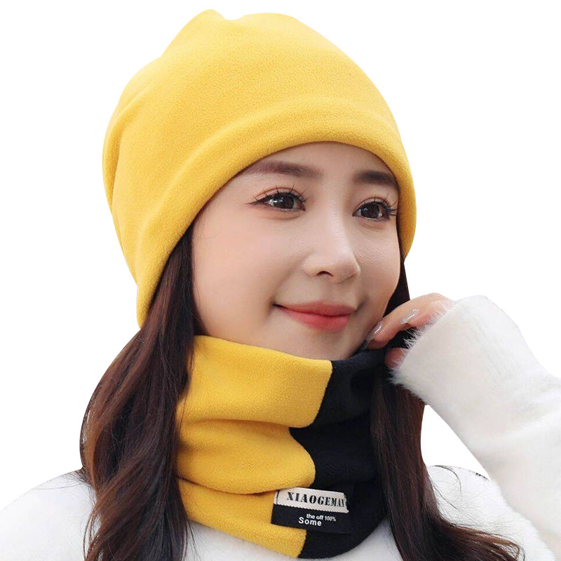 围脖帽子女款冬天加绒骑行防风面罩护颈脖套保暖加厚双层套头围巾 - 图0