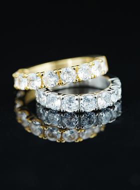 钛钢不掉色莫桑石圆钻男女尾戒