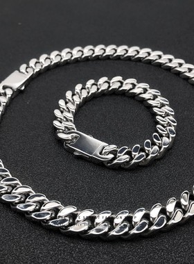 cubanlink钛钢立体男古巴项链