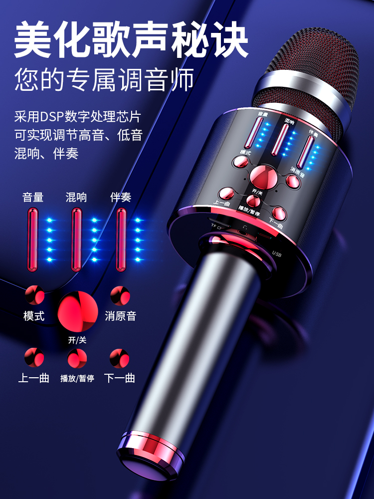 earise雅兰仕品尚佳专卖店雅兰仕 话筒音响一体无线蓝牙K歌神器麦克风手机录歌专用全民唱歌全能麦儿童家庭KTV自带扩音器音箱动圈麦3