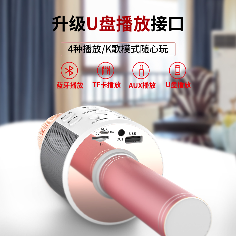 earise雅兰仕品尚佳专卖店雅兰仕 K歌神器儿童麦克风话筒音响一体无线蓝牙手机唱歌K歌专用全民唱歌全能麦家庭KTV自带扩音器专用音箱3