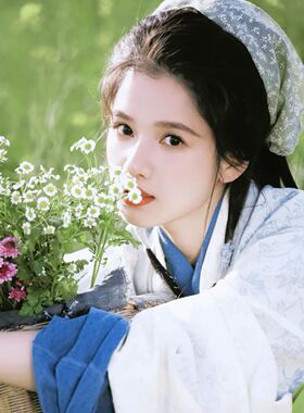 张婧仪同款围巾女绿色碎花头巾田园风薄款棉麻三角巾头饰领巾发带