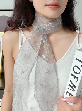 蕾丝飘带高级感腰带发带长条丝带女装饰围巾小丝巾甜美少女编发潮