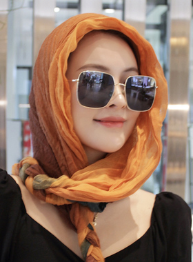 防晒多功能棉麻发辫子头巾围巾女