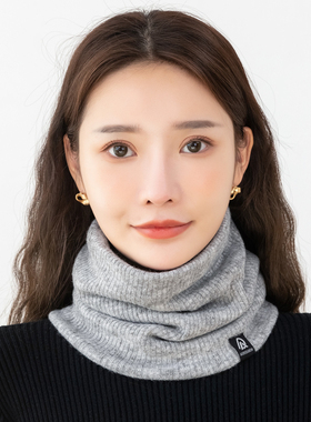 灰色脖套女冬季针织保暖围脖