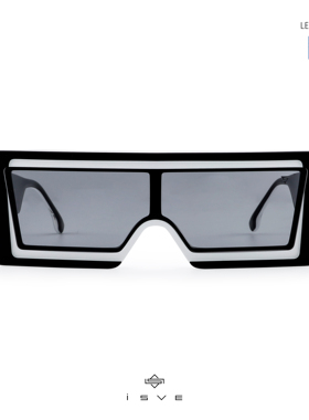 黑白撞色方形大框墨镜时尚复古